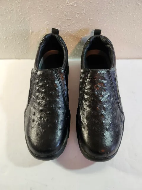 Roper Black Ostrich Leather Slip On Shoes Size 8.5 M