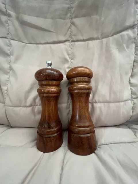 Vintage Mr. Dudley Wooden Salt Shaker and Pepper Mill Grinder Set