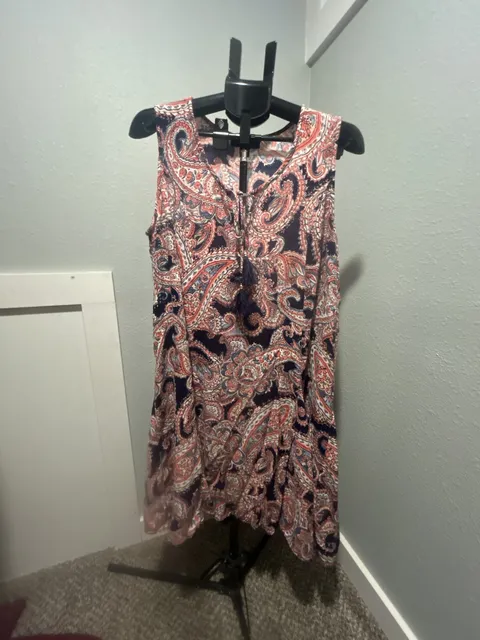 Roaman's Sleeveless A-Line Dress Size 18/20 Paisley Tassel Ties