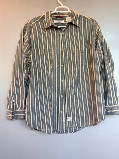 Levi Strauss Signature Long Sleeve Button Down Shirt Size 2XL Blue Striped