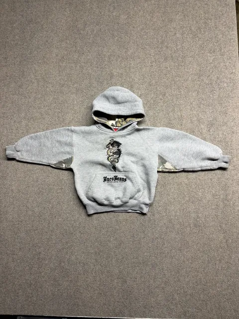 Jnco Jeans Embroidered Dragon Hoodie Grey Kids Sz