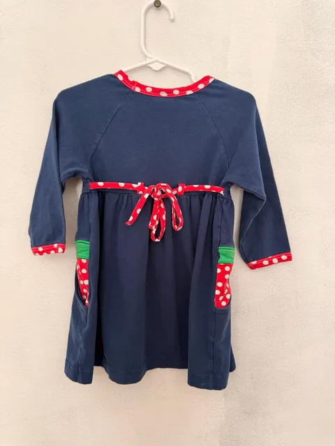 Florence Eiseman Dress Size 3T Blue Red White Polka Dot Strawberry pockets