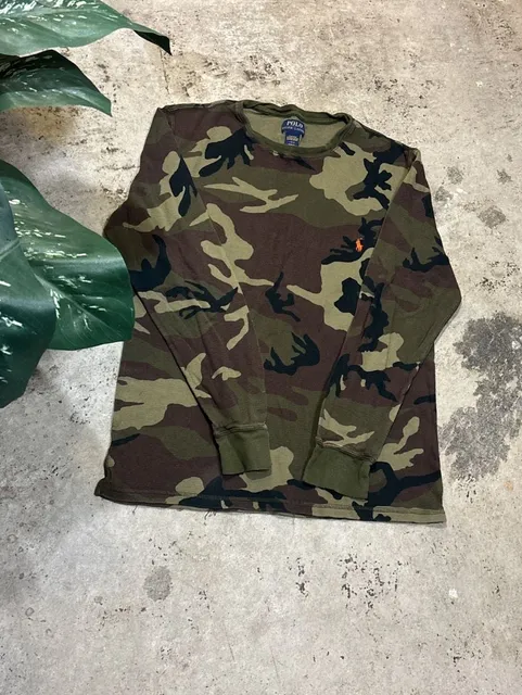 Polo Ralph Lauren Waffle Knit Camouflage Long Sleeve Shirt Size L
