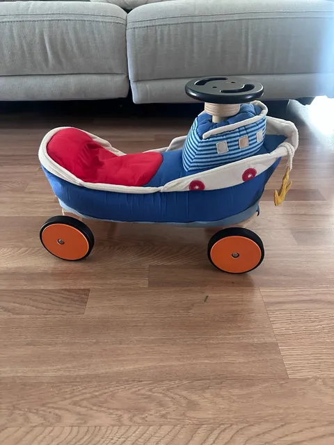 Wonderworld Soft Wood Ride On Boat Toy Blue Red