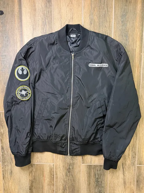 Men’s Star Wars Rebel Alliance Bomber Jacket Size M Black X-Wing Squadron Gift
