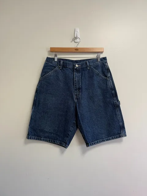 Wrangler Carpenter Denim Shorts Size 32 Dark Wash Blue Jorts