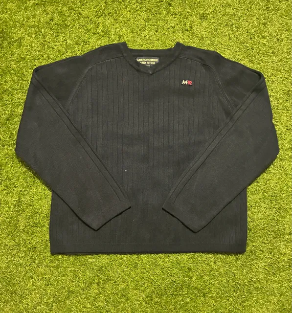 Abercrombie & Fitch V-Neck Sweater navy blue