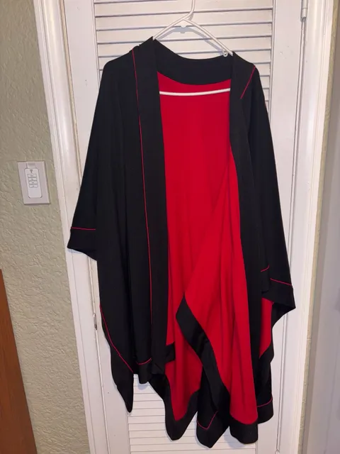 Unbranded Black and Red Reversible Open Front Poncho Cape