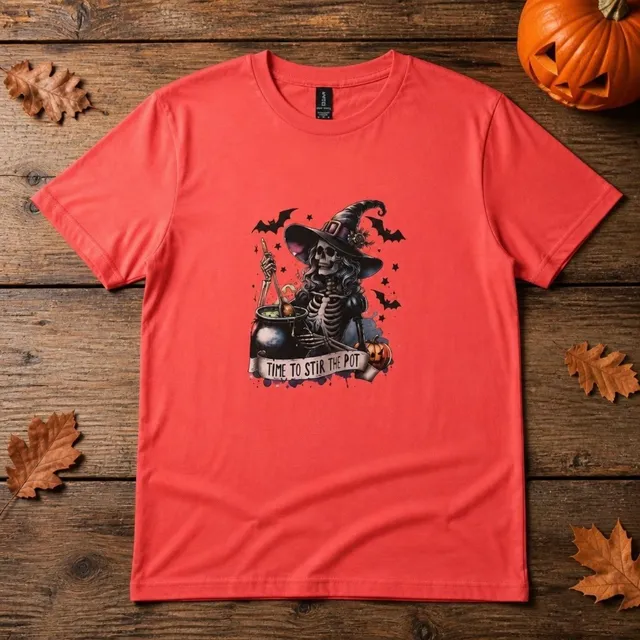 Time To Stir The Pot Halloween T-Shirt Red XL