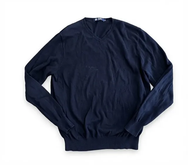 J.Crew V-Neck Sweater Size L Navy Blue 100% Cotton Pullover