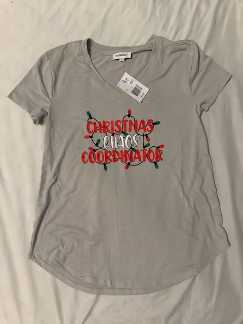 Christmas Chaos Coordinator T-Shirt Size S Gray