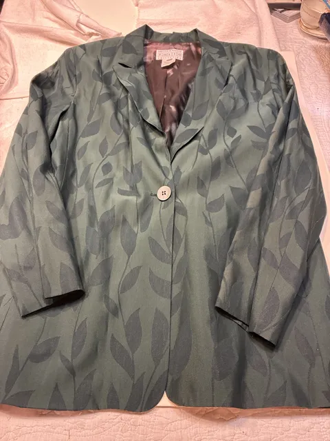 Saks Fifth Avenue Folio Collection Blazer Size 12 Green Leaf Jacquard