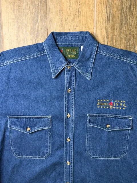 Vintage 1996 Denim Button Up Jacket Atlanta Olympic Games Collection By Terry