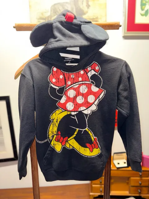 Disney Parks Minnie Mouse Ear Hoodie Sweatshirt Black