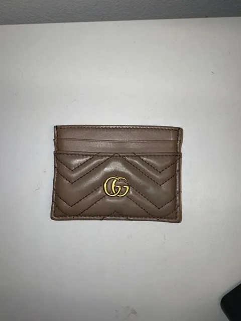 Gucci GG Marmont Matelasse Leather Card Case Dusty Pink