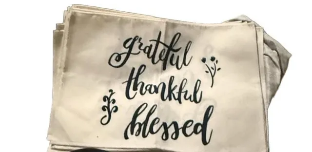 Grateful Thankful Blessed Canvas Placemats Set of 6