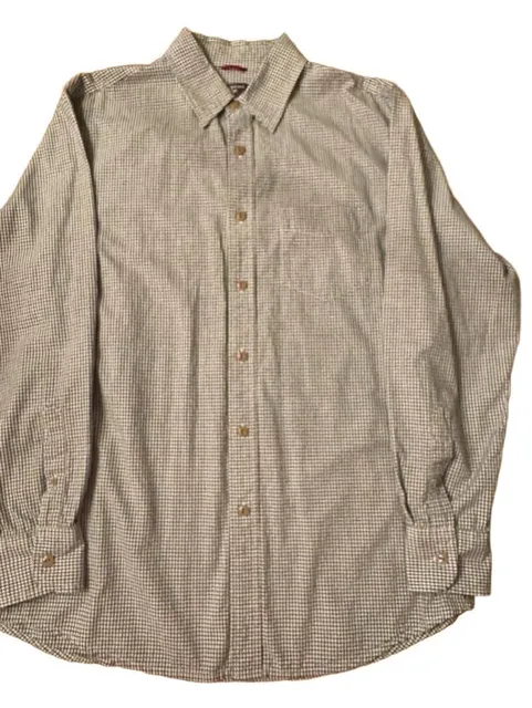 Dockers Long Sleeve Button Down Shirt Size L Blue Check h1607