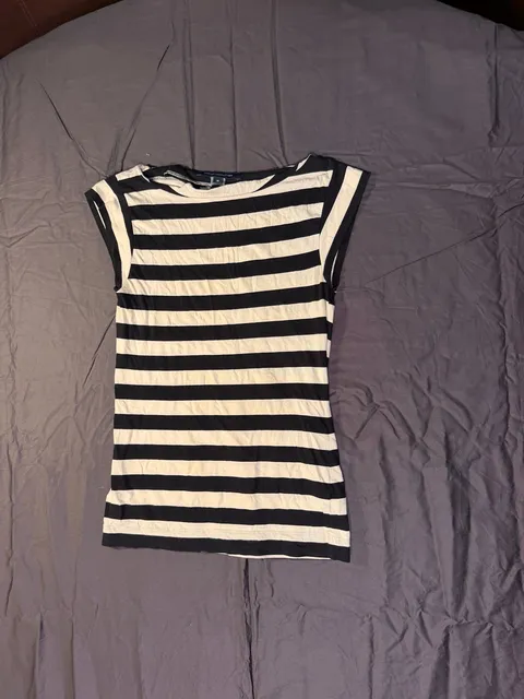 French Connection Striped Top Size M Black White