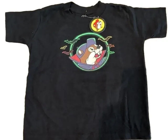 Kids Buc-ee's Spooky Nights T-Shirt Size 5T Black Halloween Glowing