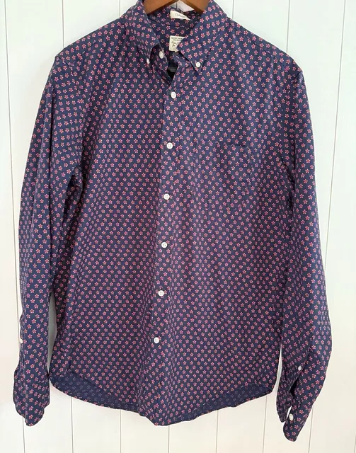 J.Crew Secret Wash Shirt Size M Floral Print Organic Cotton