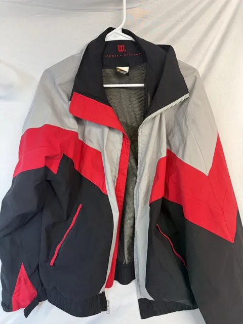 Thomas E. Wilson Vintage Colorblock Windbreaker Jacket Black Red Gray