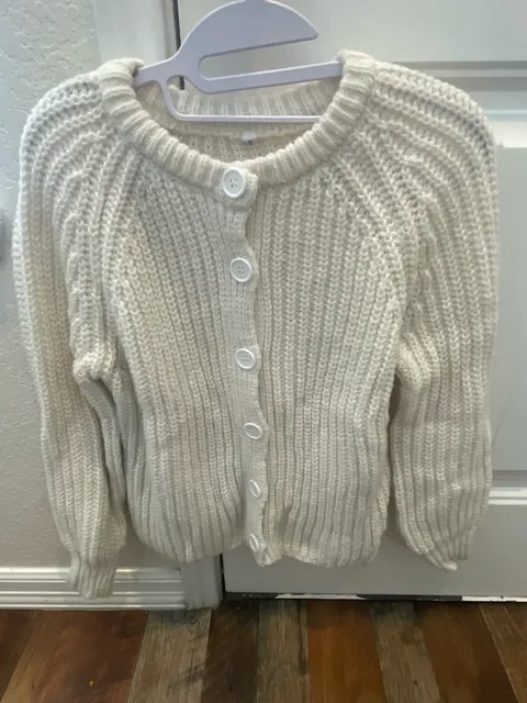 YKR Chunky Knit Cardigan Size S White Button Up Sweater