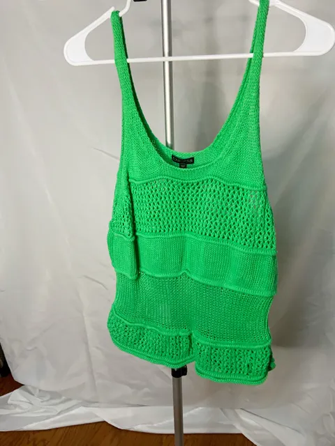 Express Green Open Knit Tank Top Women Size S