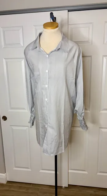 107-Unbranded Striped Oversized Button Down Shirt Dress Size 4XL