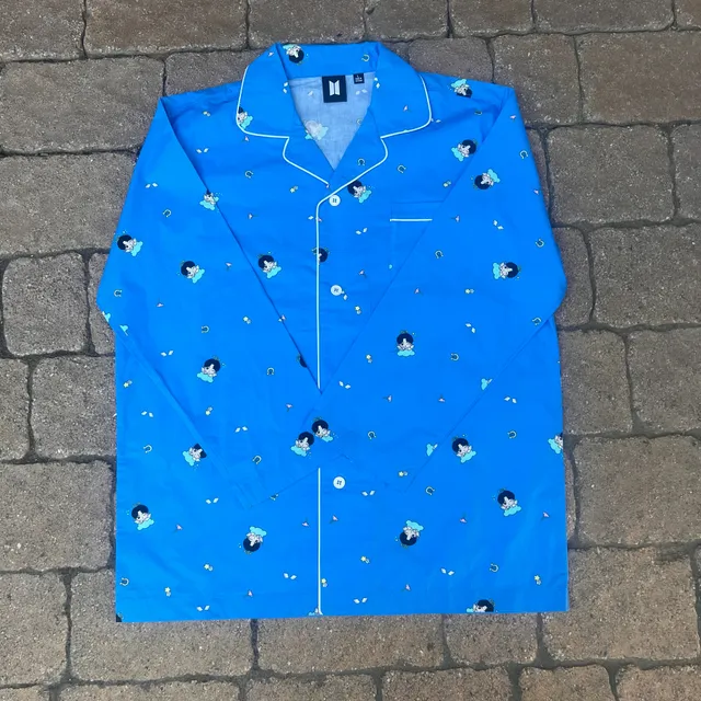 BTS Artist-Made Collection By Jin Good Day Pajama Shirt Size L Blue USA Based