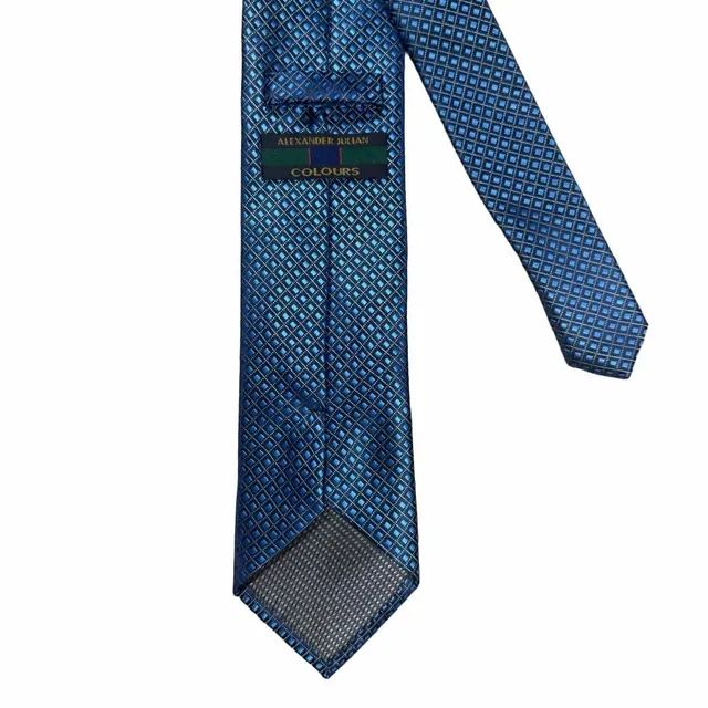 Alexander Julian Colours Blue Geometric Silk Necktie