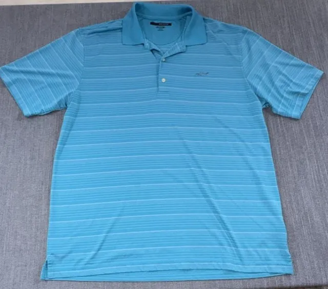 Greg Norman PlayDry Polo Shirt Size XL Blue Striped Golf Top