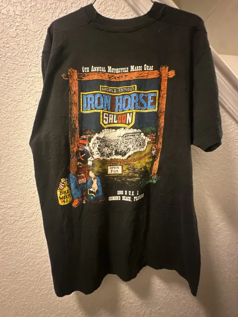 Iron Horse Saloon Bike Week 93 T-Shirt Black Vintage Single Stitch