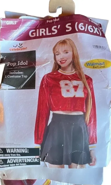 Celebrate! Pop Idol Costume Top Size 6/6X Red 87 Crop Shirt