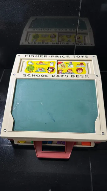 Complete Fisher-Price Vintage School Toy With Magnetic Letters #s And Cards