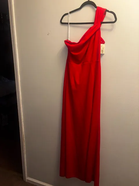 Betsy & Adam One Shoulder Crepe Gown Size 10 brand new with tags