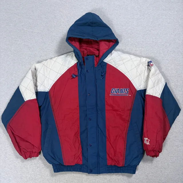 Starter New York Giants NFL Vintage Hooded Puffer Jacket Size M