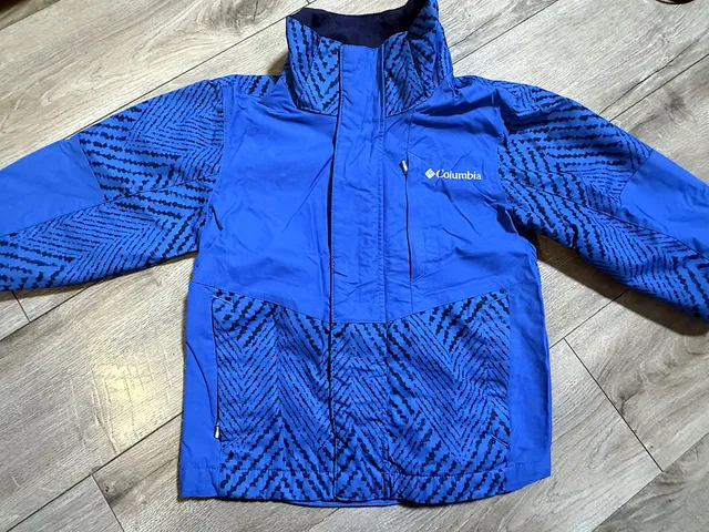 Kids Columbia Fleece Lined Winter Jacket Blue Printed Pattern xxs 4/5 T