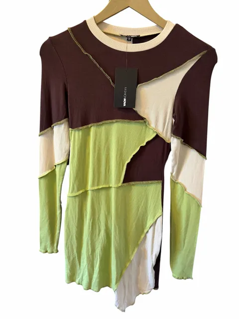 Fashion Nova Corita Colorblock Mini Dress Size XS Green Combo
