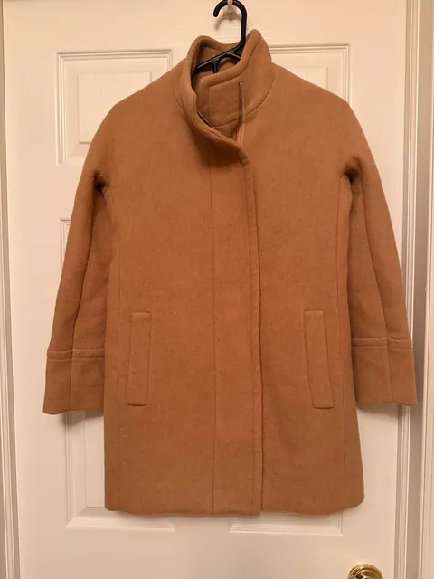 J.Crew Lodge Coat Size 00 Italian Stadium-Cloth Wool Heather Acorn Zip