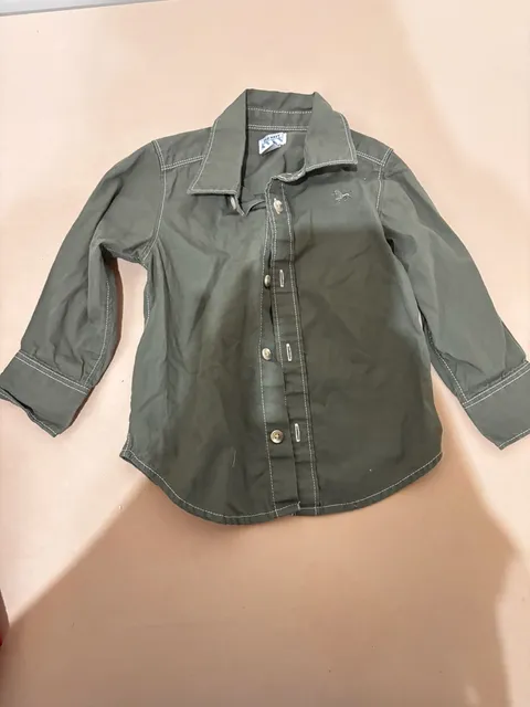 Old Navy Button-Down Shirt Size 3T Green Cotton