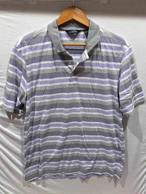 Kenneth Roberts Platinum Polo Shirt Size L Striped Cotton