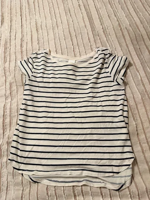H&M Striped T-Shirt Size S Black White Scoop Neck