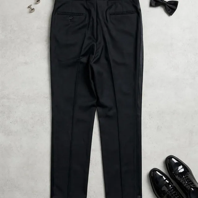 Black Tuxedo Trousers Satin Stripe Formal Dress Pants