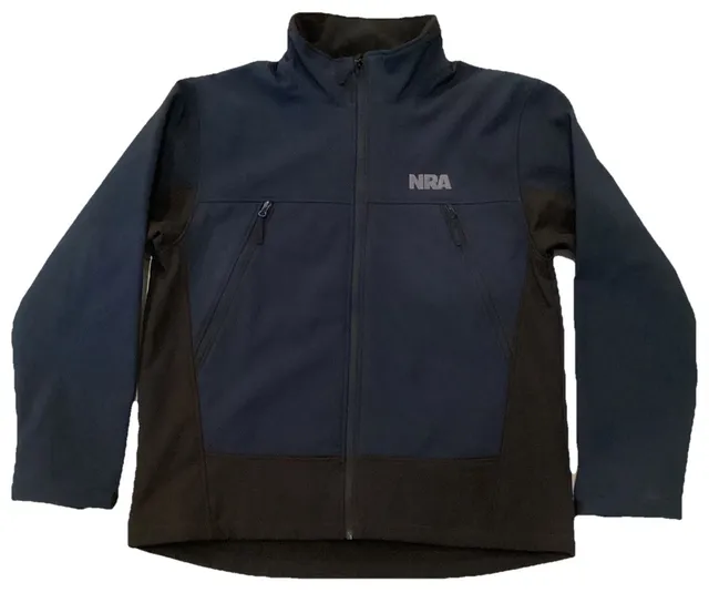 NRA Jacket Men's LARGE Blue Full Zip Shield Lined LIGHT Weight Pockets