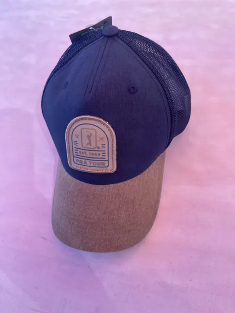 PGA Tour Trucker Hat Blue Brown Mesh Patch Est. 1968