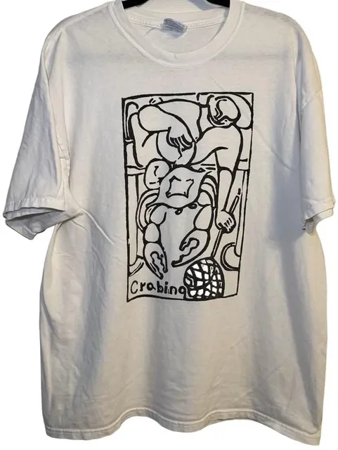 Vintage Gildan Crabbing Graphic Art T-Shirt White Size XL