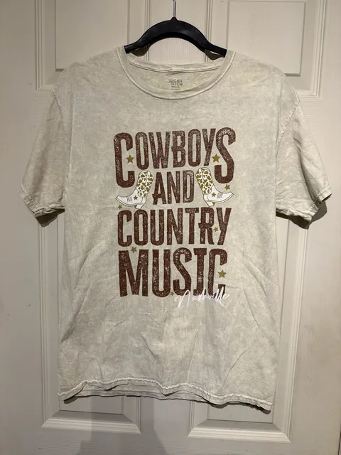 Sugar Stitch Cowboys And Country Music Nashville Acid Wash T-Shirt