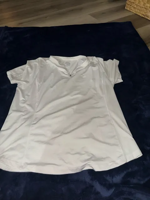 Slazenger Golf Zip Polo Size 1XL White Short Sleeve