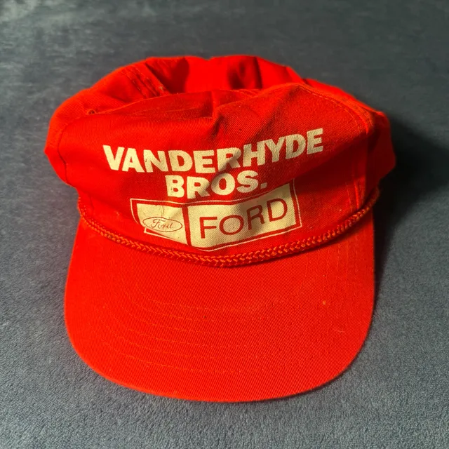 K-Brand Vanderhyde Bros Ford Trucker Hat One Size Red Vintage Snapback Cap