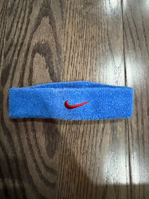Nike Headband Blue Red Swoosh Terry Cloth Athletic